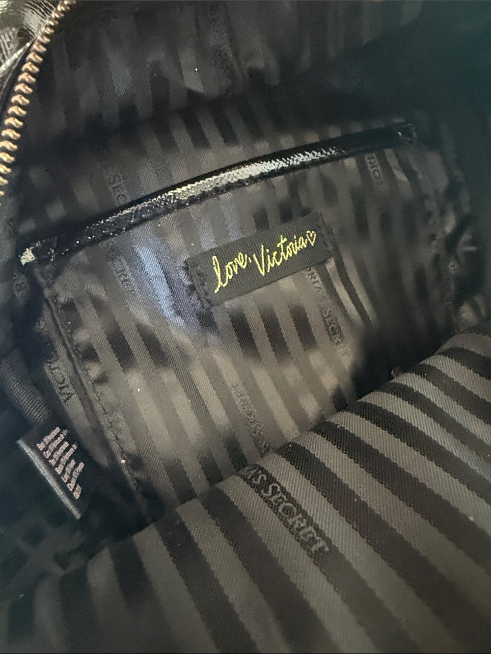 Victoria's Secret Black Mini Backpack with Pink Patch Accents - Picture 3 of 7